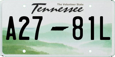 TN license plate A2781L