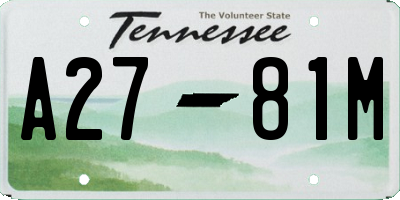 TN license plate A2781M