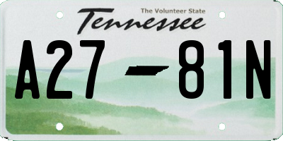 TN license plate A2781N