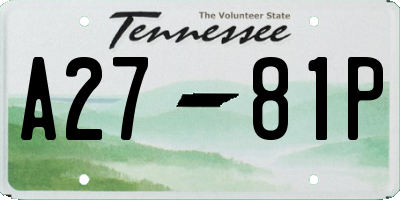 TN license plate A2781P
