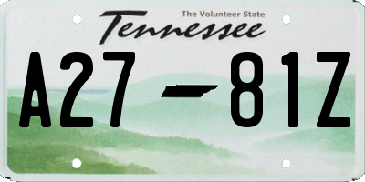 TN license plate A2781Z