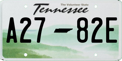 TN license plate A2782E