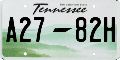 TN license plate A2782H
