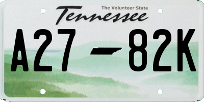 TN license plate A2782K