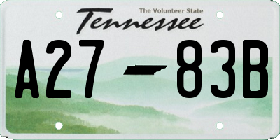 TN license plate A2783B