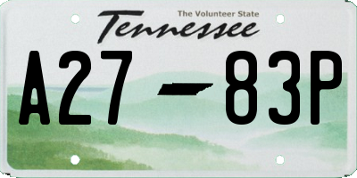 TN license plate A2783P