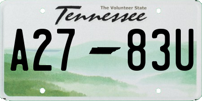 TN license plate A2783U