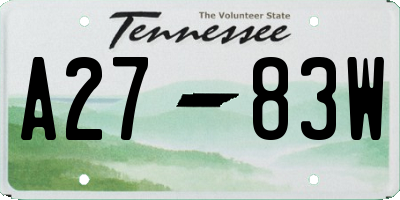 TN license plate A2783W