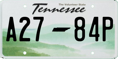 TN license plate A2784P