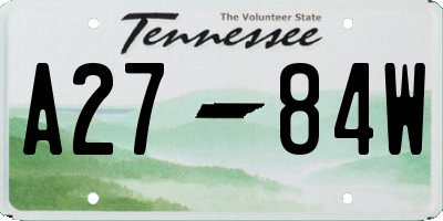 TN license plate A2784W