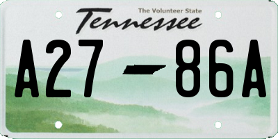 TN license plate A2786A