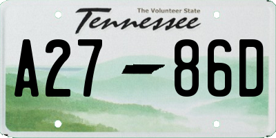 TN license plate A2786D