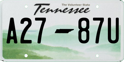 TN license plate A2787U