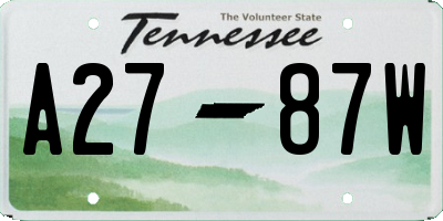 TN license plate A2787W