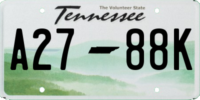 TN license plate A2788K