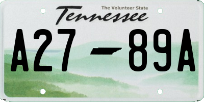 TN license plate A2789A