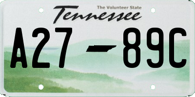 TN license plate A2789C