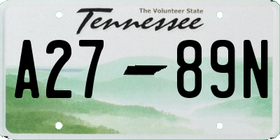 TN license plate A2789N