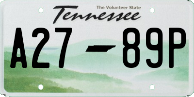 TN license plate A2789P