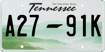 TN license plate A2791K