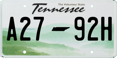 TN license plate A2792H