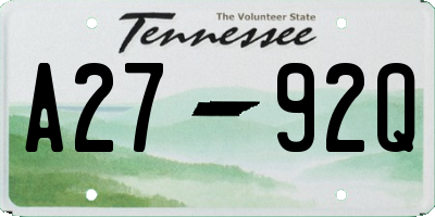 TN license plate A2792Q