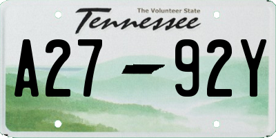 TN license plate A2792Y