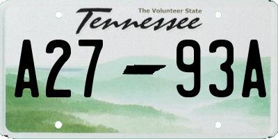 TN license plate A2793A