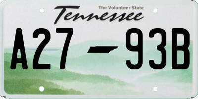 TN license plate A2793B