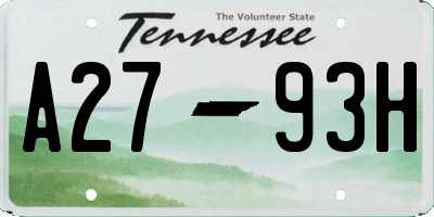 TN license plate A2793H