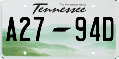 TN license plate A2794D