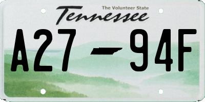 TN license plate A2794F