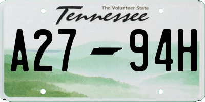 TN license plate A2794H