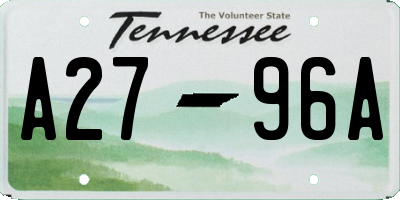 TN license plate A2796A