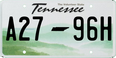 TN license plate A2796H