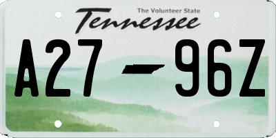 TN license plate A2796Z