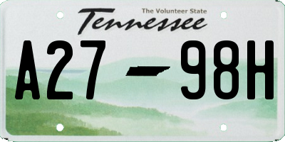 TN license plate A2798H
