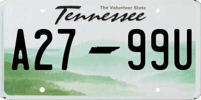 TN license plate A2799U