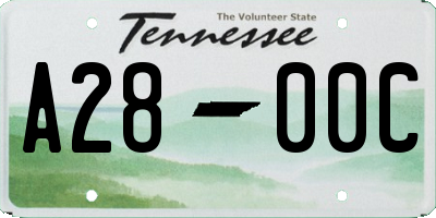 TN license plate A2800C