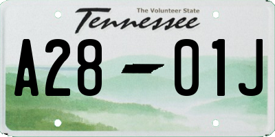TN license plate A2801J