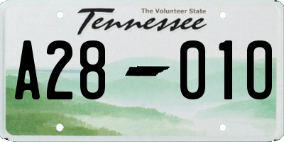 TN license plate A2801O
