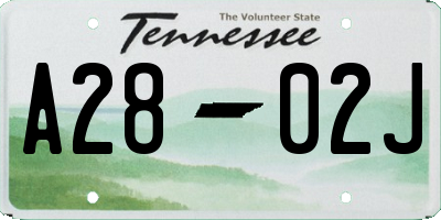TN license plate A2802J