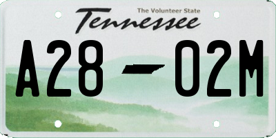 TN license plate A2802M