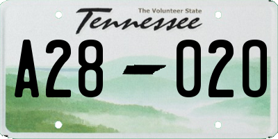 TN license plate A2802O