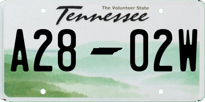 TN license plate A2802W