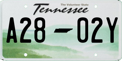 TN license plate A2802Y