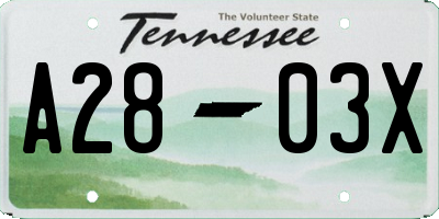 TN license plate A2803X