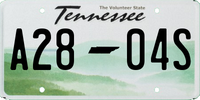 TN license plate A2804S