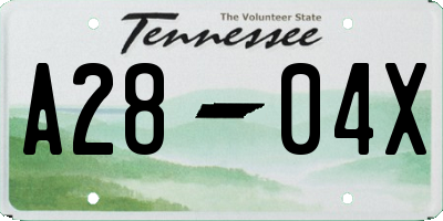 TN license plate A2804X