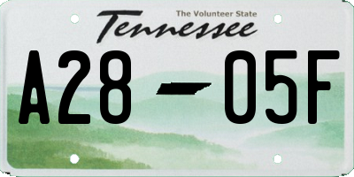 TN license plate A2805F